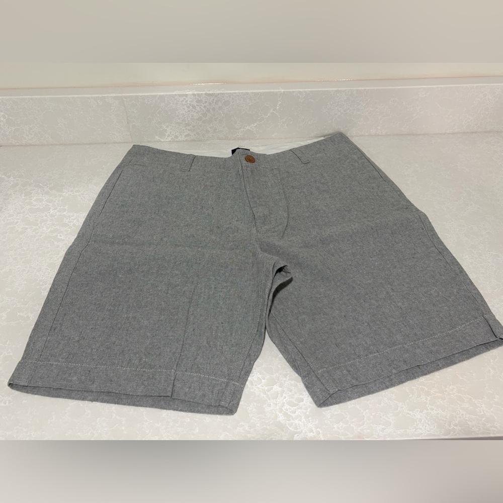 J. Crew Linen-Cotton Beach Classic Gray Flat Front Shorts